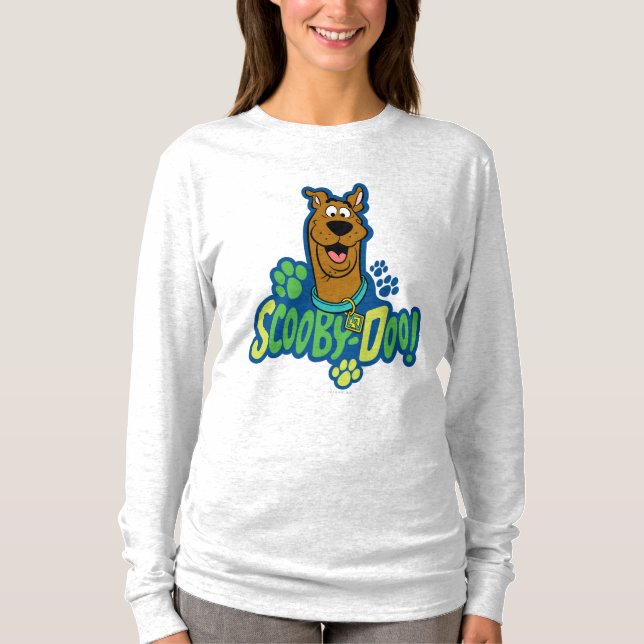 Scooby-Doo Paw Print Character Abzeichen T-Shirt (Vorderseite)