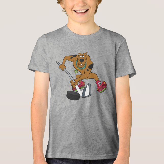 Scooby-Doo Playing Hockey Tri-Blend Shirt (Vorderseite)