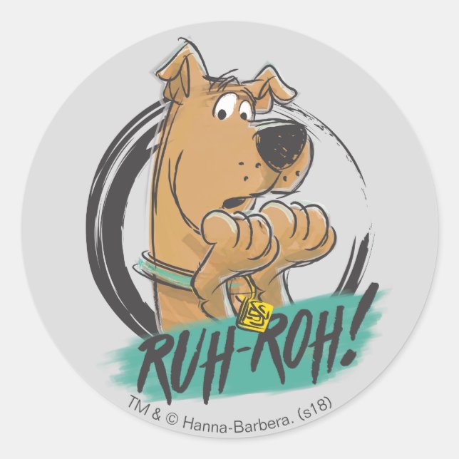 Scooby-Doo "Ruh Roh!" Marker Sketch Runder Aufkleber (Vorderseite)