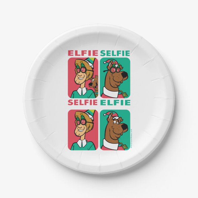 Scooby-Doo & Shaggy "Elfie Selfie" Pappteller (Vorderseite)