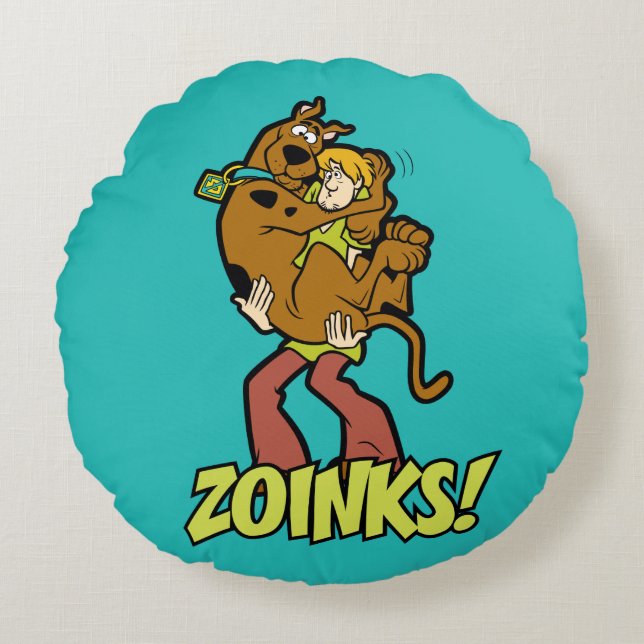 Scooby-Doo und Shaggy Zoinks! Rundes Kissen (Vorderseite)