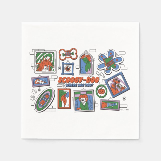 Scooby-Doo Wall of Halloween Picture Frames Serviette (Vorderseite)