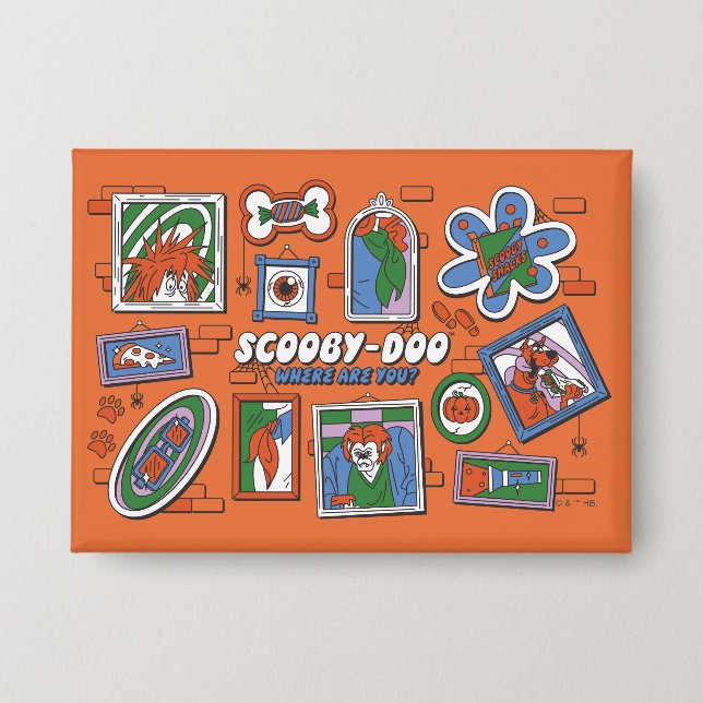 Scooby-Doo-Wand aus Halloween-Bilderrahmen Button (Vorderseite)