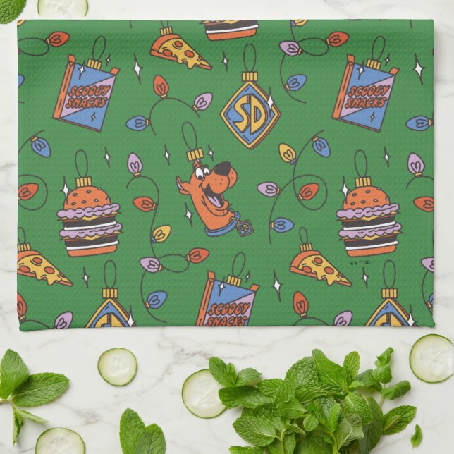 Scooby-Doo-Weihnachts-Snack-Lichter-Muster Geschirrtuch (Gefaltet)