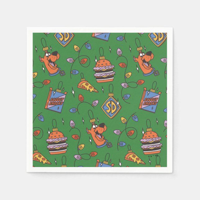 Scooby-Doo-Weihnachts-Snack-Lichter-Muster Serviette (Vorderseite)