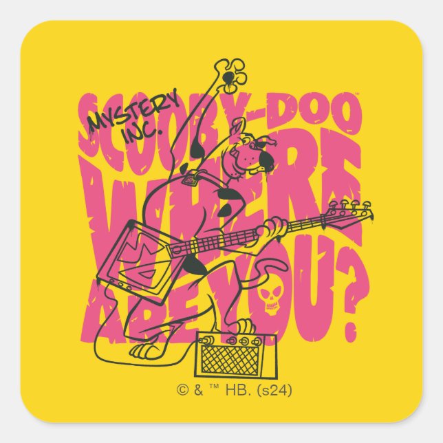 Scooby Doo Wo bist du Punk Gitarre Riff? Quadratischer Aufkleber (Vorderseite)