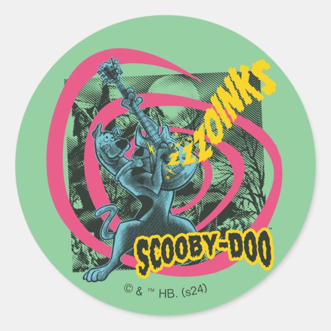 Scooby-Doo Zoinks Punk Guitar Graphic Runder Aufkleber (Vorderseite)