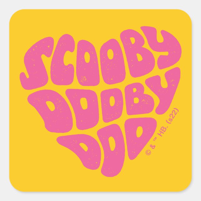 Scooby Dooby Doo Heart Quadratischer Aufkleber (Vorderseite)