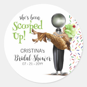 Scooped Up Schokoladeneis Brautparty Runder Aufkleber