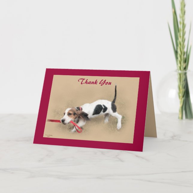 Scooter...Basset Hound Puppy...Danke!...Card. Dankeskarte (Vorderseite)