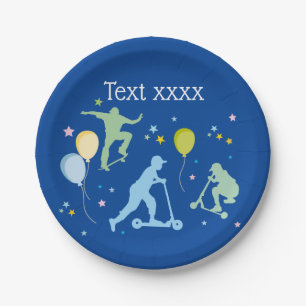 Scooter, Bikes, Skateboards, fahren weiter Pappteller