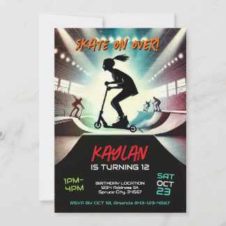 Scooter Birthday Einladung für Mädchen