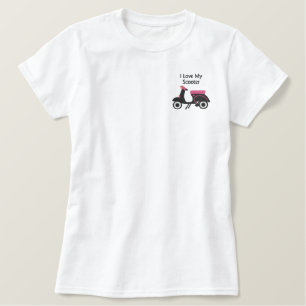 Scooter-Design:: Black & Pink individuell anpassba Besticktes T-Shirt