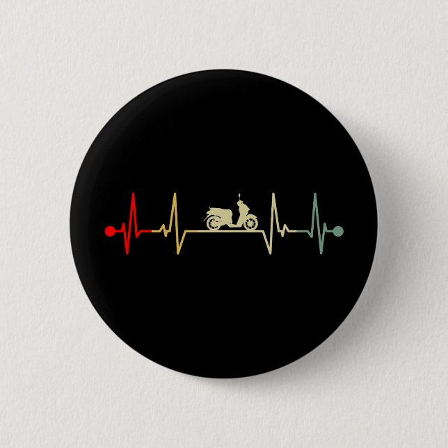 Scooter Driver Electric Scooter Heartbeat Retro Button (Vorderseite)