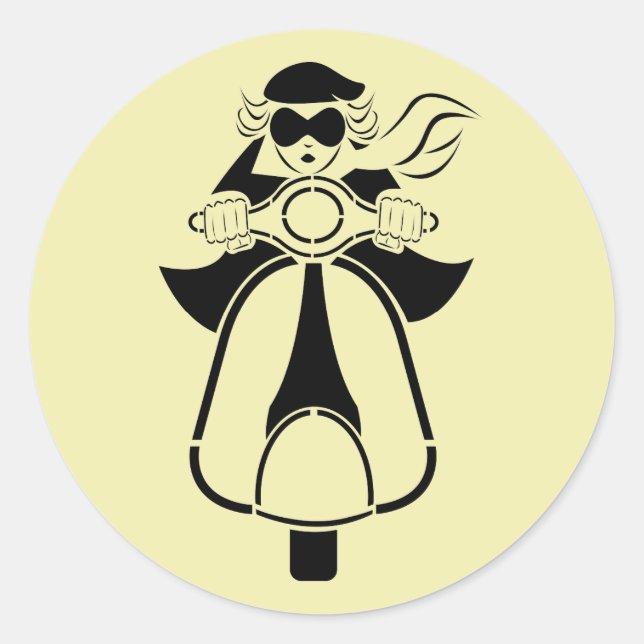 Scooter Girl Runder Aufkleber (Vorderseite)