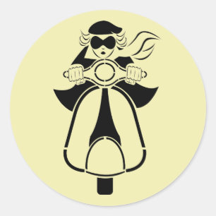 Scooter Girl Runder Aufkleber