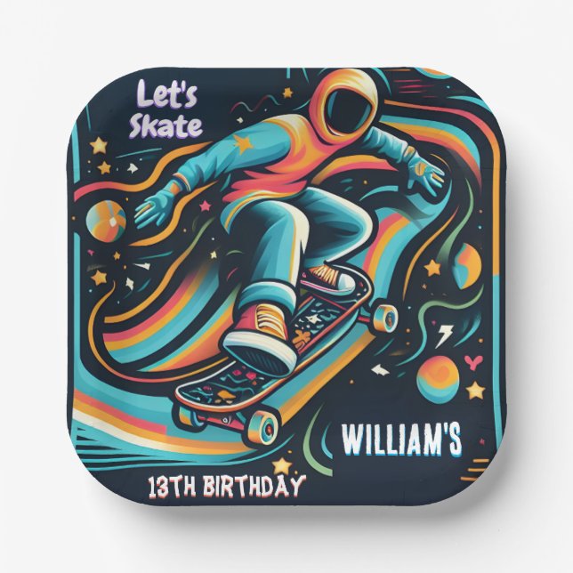 Scooter Jump Zone Skateboarding 13. Geburtstag Pappteller (Vorderseite)