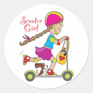 Scooter Kid Runder Aufkleber
