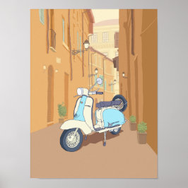 Scooter parkte auf der italienischen Straße. Poster