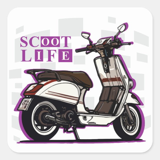Scooter Quadratischer Aufkleber (Vorderseite)