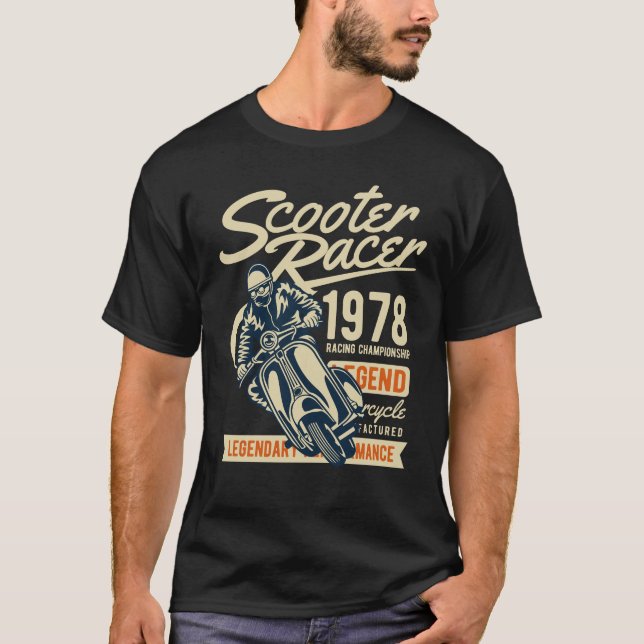 Scooter Racer Vintag Retro Style T-Shirt (Vorderseite)