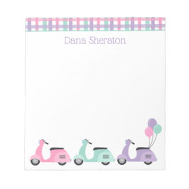 Scooter und Karierte Personalisierte Notepad Notizblock