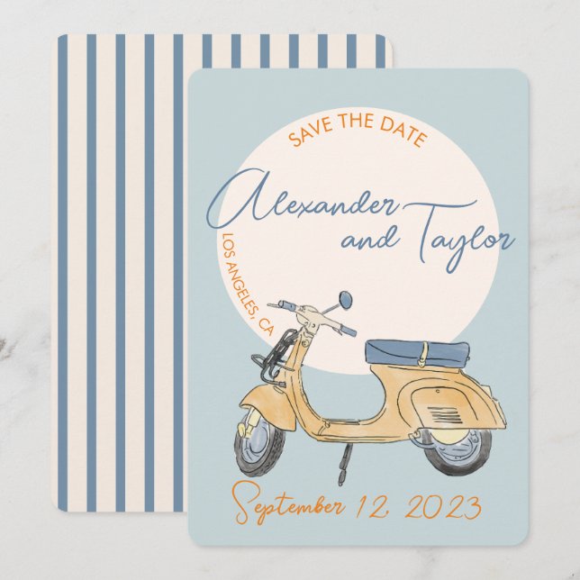 Scooter Wedding Italien Einladung (Vorne/Hinten)