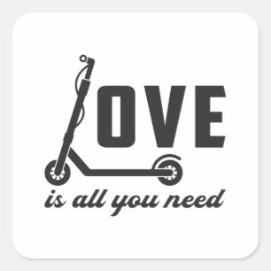 Scooterfahrer Liebe Ist Alles Was Du Brauchst Stun Quadratischer Aufkleber