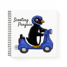 Scooting Penguin Spiral Notebook