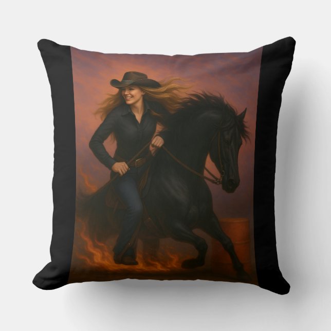 Scorching Fast Barrel Racing Team Throw Pillow Kissen (Vorderseite)