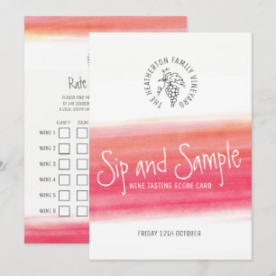 Scorecard für die Sip-and-Sample-Rotweine Einladung