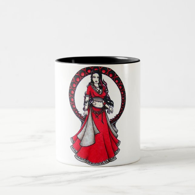 Scorpio Belly Dancer Gothic Moon Zweifarbige Tasse (Mittel)