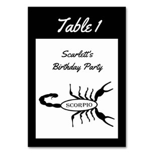 Scorpio Black Scorpion Sign Custom Geburtstag Tischnummer