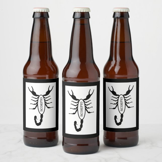 Scorpio Black Scorpion Star Sign Bierflaschenetikett (Flaschen)