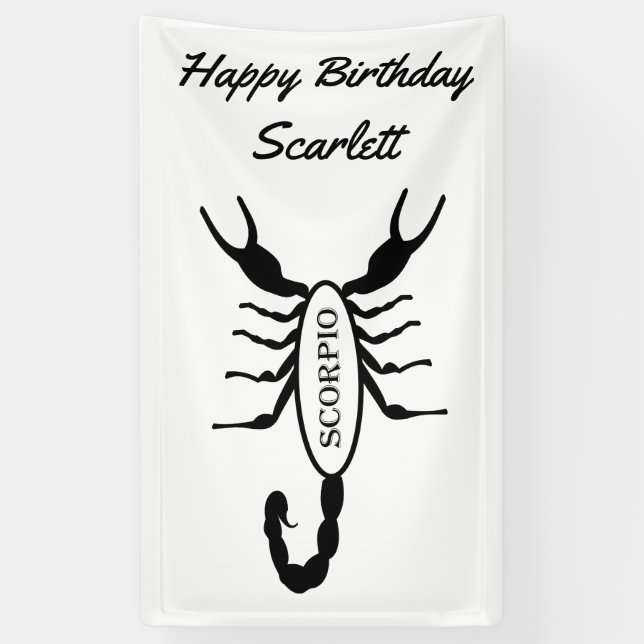 Scorpio Black Scorpion Star Sign Custom Banner (Vertikal)