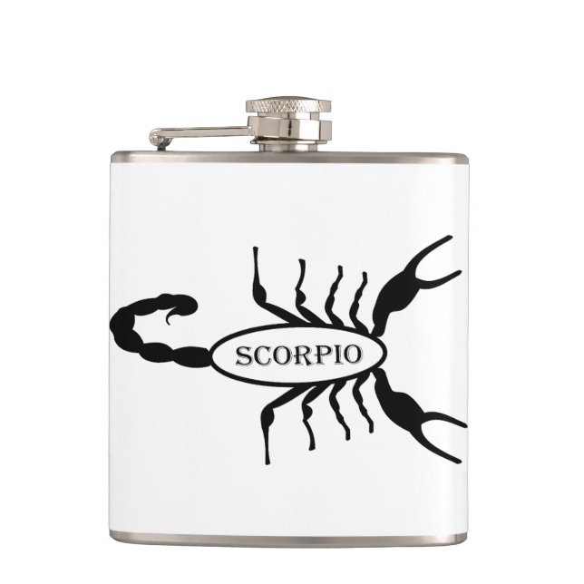 Scorpio Black Scorpion Star Sign Flachmann (Vorderseite)