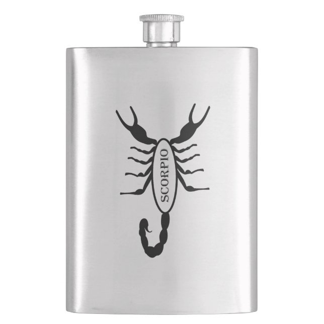 Scorpio Black Scorpion Star Sign Flachmann (Vorderseite)