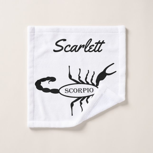 Scorpio Black Scorpion Star Sign Nom personnalisé (Gant de toilette)