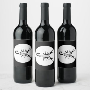 Scorpio Black Scorpion Star Sign Weinetikett