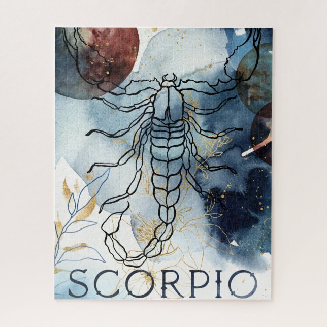 Scorpio blauer Goldmedaille Blume Planet zodiac Wa (Vertikal)