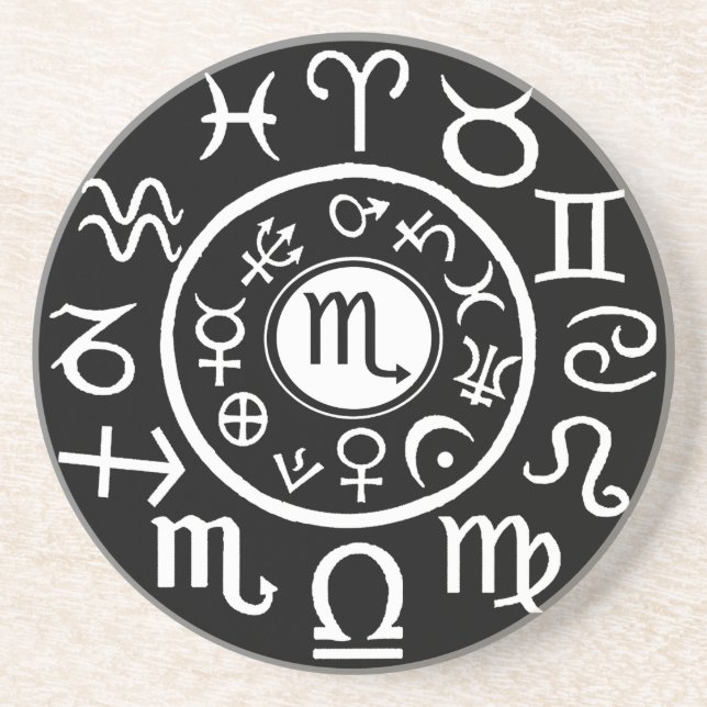 Scorpio Celestial Design Sandstein Untersetzer (Vorne)