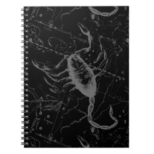 Scorpio Constellation Hevelius 1690 auf Schwarz Notizblock