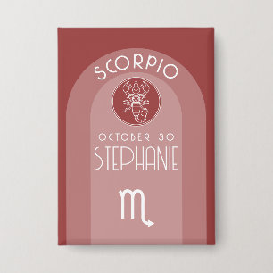Scorpio Custom Birthday - Zodiac - Modernes Design Button