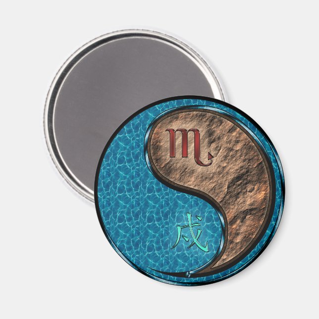 Scorpio & Earth Dog Magnet (Vorderseite/Rückseite)