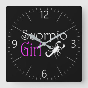 Scorpio Girl Quadratische Wanduhr