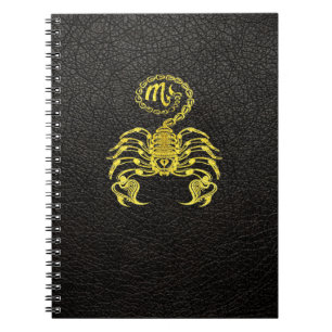 Scorpio Gold auf Leder Notizblock