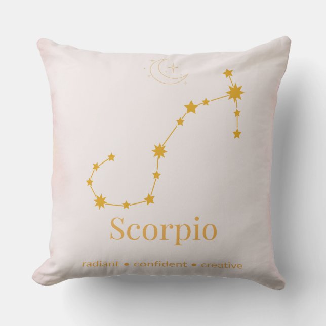 Scorpio Gold Zodiac Pillow – Celestial Constellati Kissen (Vorderseite)