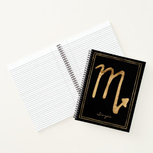 Scorpio Hammergoldstylisierte Astrologie Symbol Notizbuch