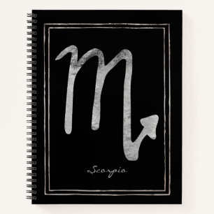 Scorpio Hammersilber stilisierte Astrologie-Symbol Notizbuch