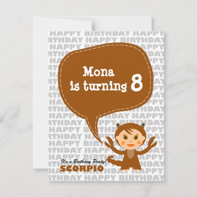 Scorpio Kinder Party Einladung (Vorderseite)